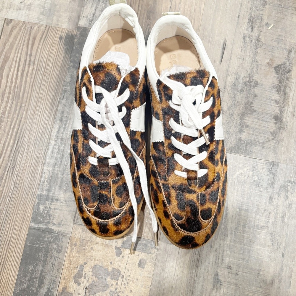 Boden Erin Retro Leopard Print Calf Hair Low Top Sneakers|  Size 42 - Picture 4 of 8